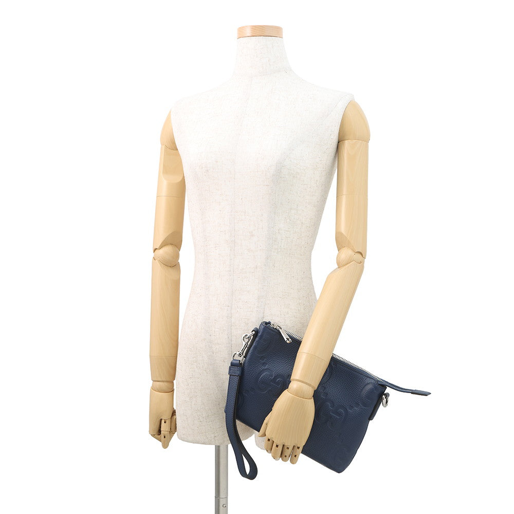 GUCCI jumbo GG messenger bag Navy761747 Leather Size Small