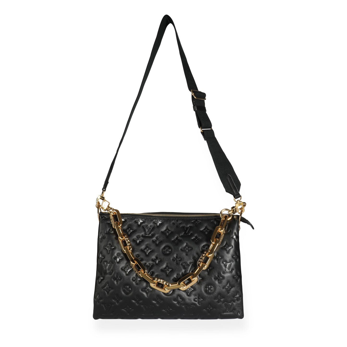 Louis Vuitton Louis Vuitton Black Monogram Embossed Lambskin Coussin MM