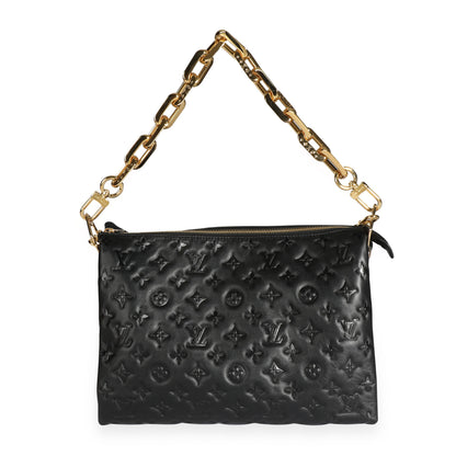Louis Vuitton Louis Vuitton Black Monogram Embossed Lambskin Coussin MM