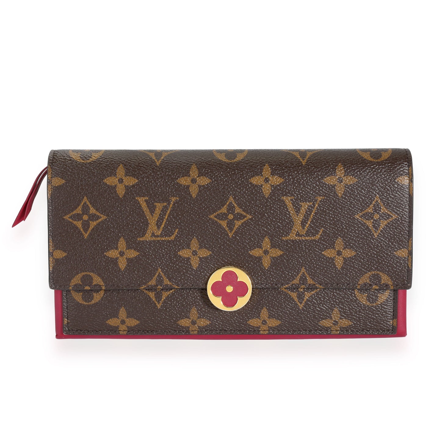 Louis Vuitton Louis Vuitton Monogram Canvas & Aurore Leather Flore Wallet