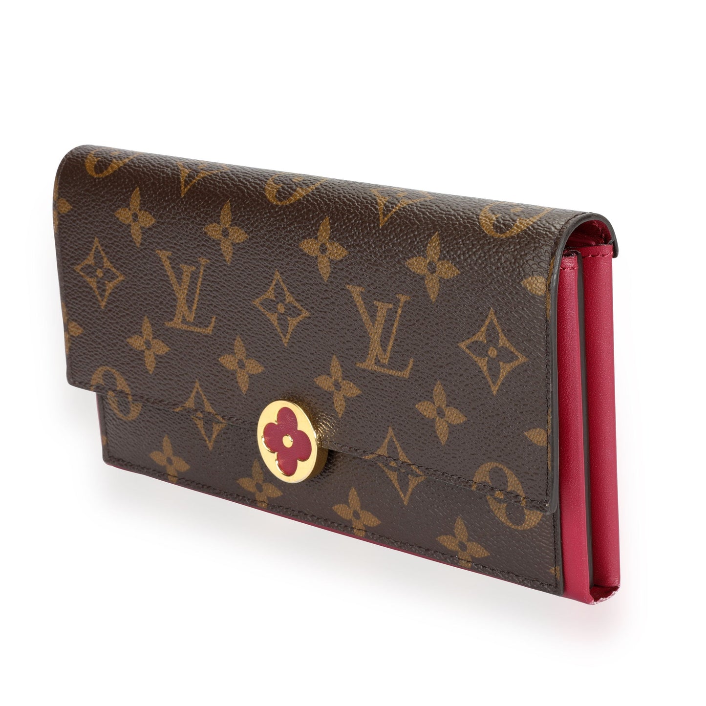 Louis Vuitton Louis Vuitton Monogram Canvas & Aurore Leather Flore Wallet