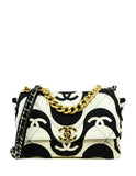 Chanel 2021 Black/ Ecru Fabric CC Printed Large 19 Flap Bag