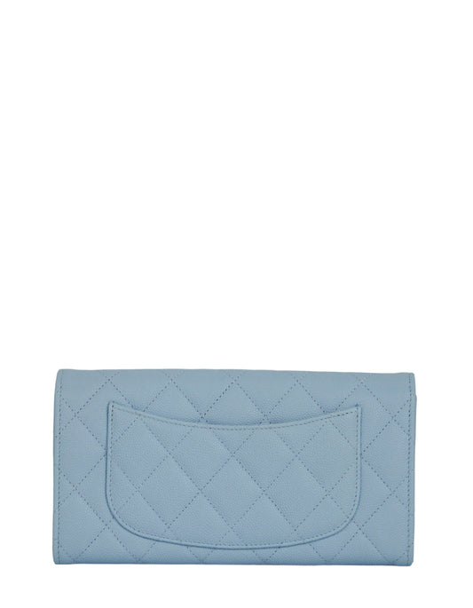 Chanel Light Blue Caviar Leather Wallet