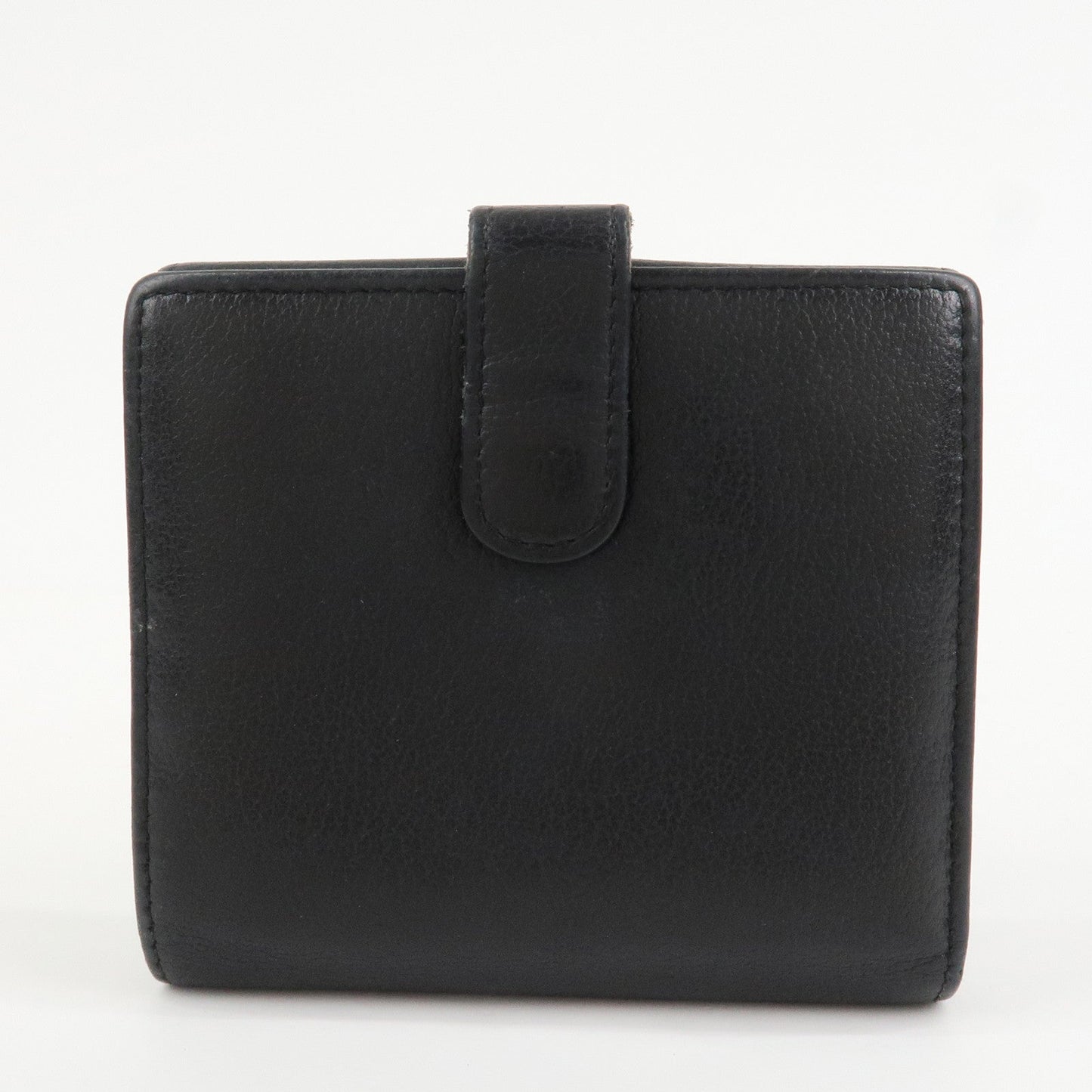 CHANEL COCO Mark Camelia Leather Bi-fold Compact Wallet Black
