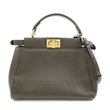 FENDI Mini Peekaboo Leather 2Way Bag Shoulder Bag Greige 8BN244