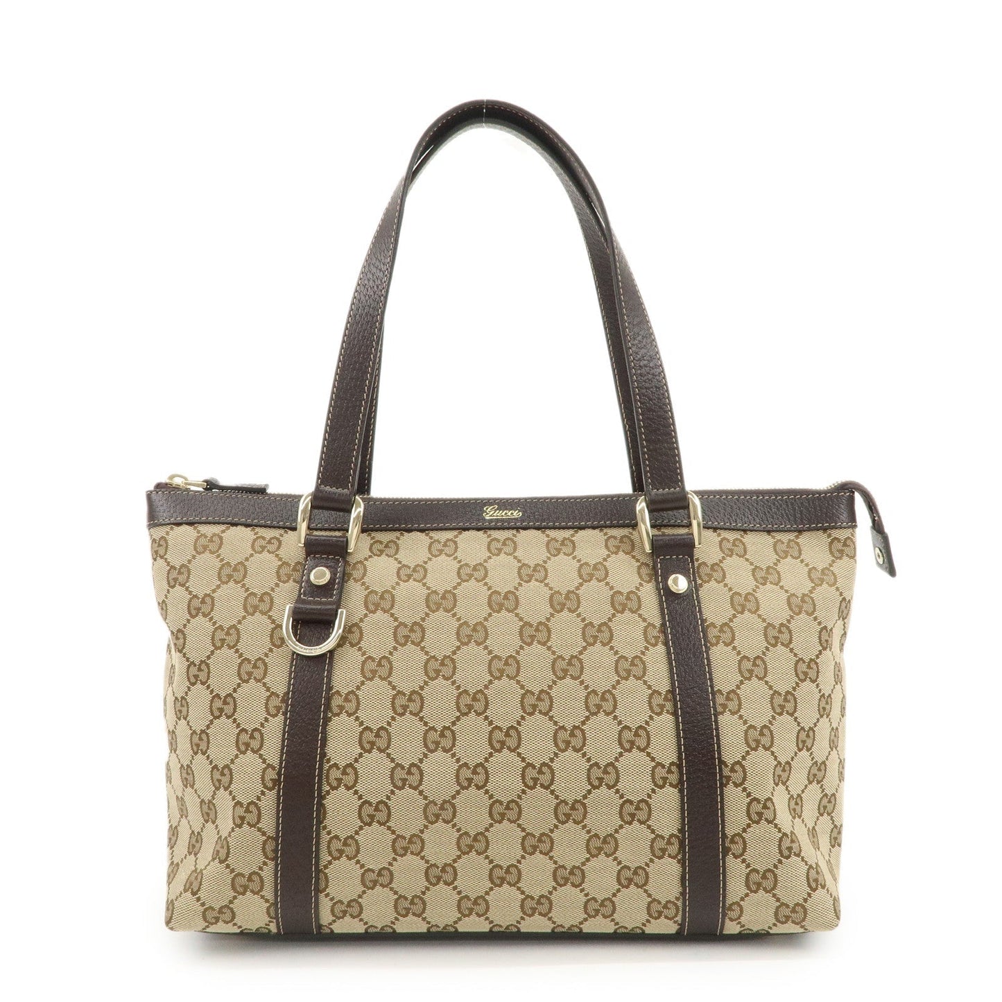 GUCCI Abbey GG Canvas Leather Shoulder Bag Beige Brown 141470  d