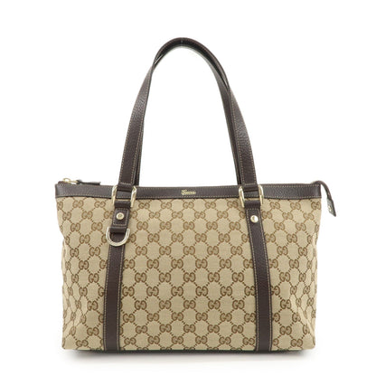 GUCCI Abbey GG Canvas Leather Shoulder Bag Beige Brown 141470  d