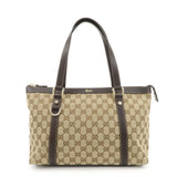 GUCCI Abbey GG Canvas Leather Shoulder Bag Beige Brown 141470  d