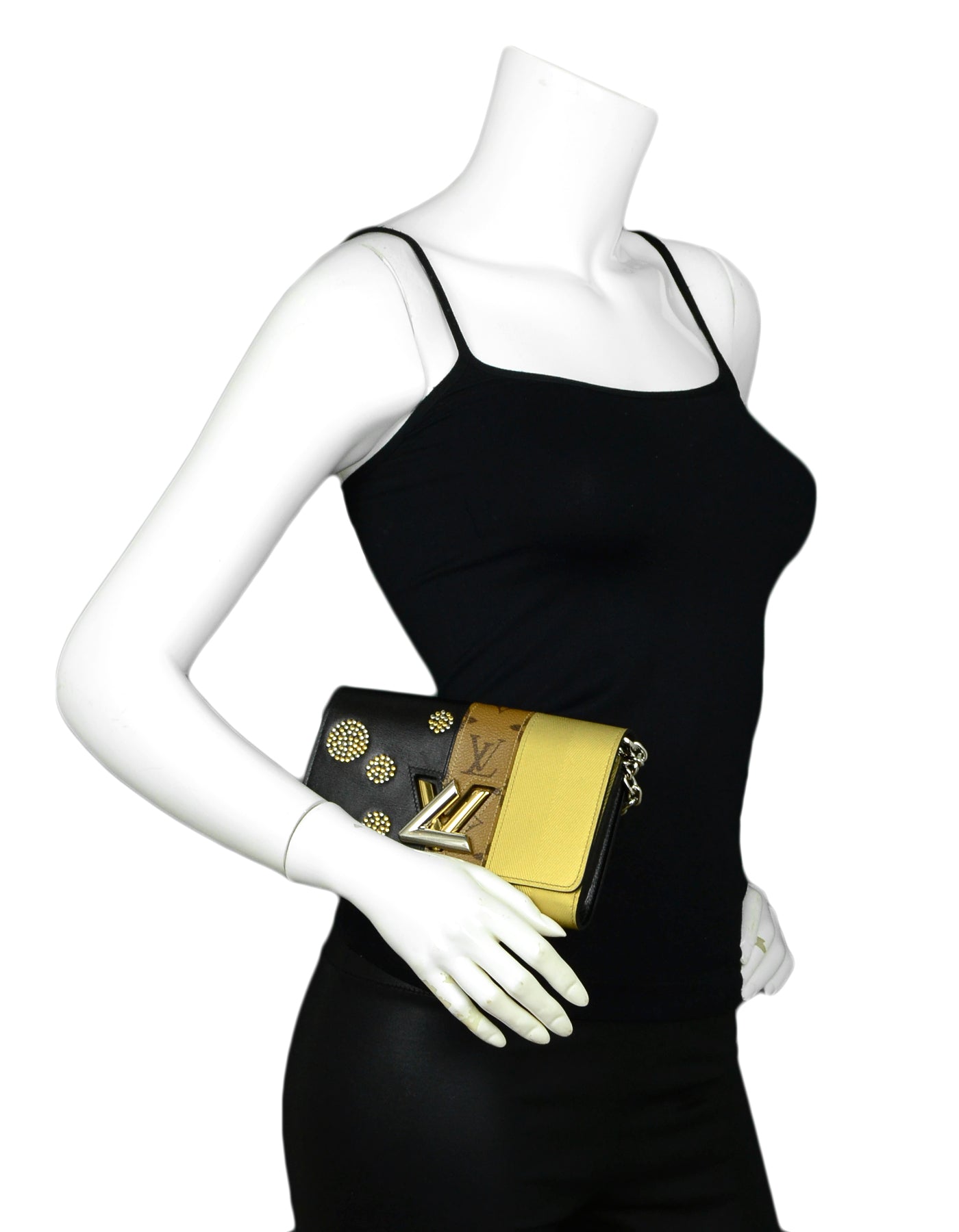 Louis Vuitton Reverse Monogram Studded Twist Chain Wallet Crossbody