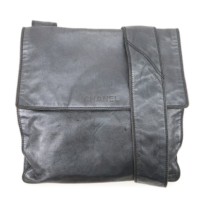 CHANEL Leather Shoulder Bag Crossbody Bag Metallic Blue