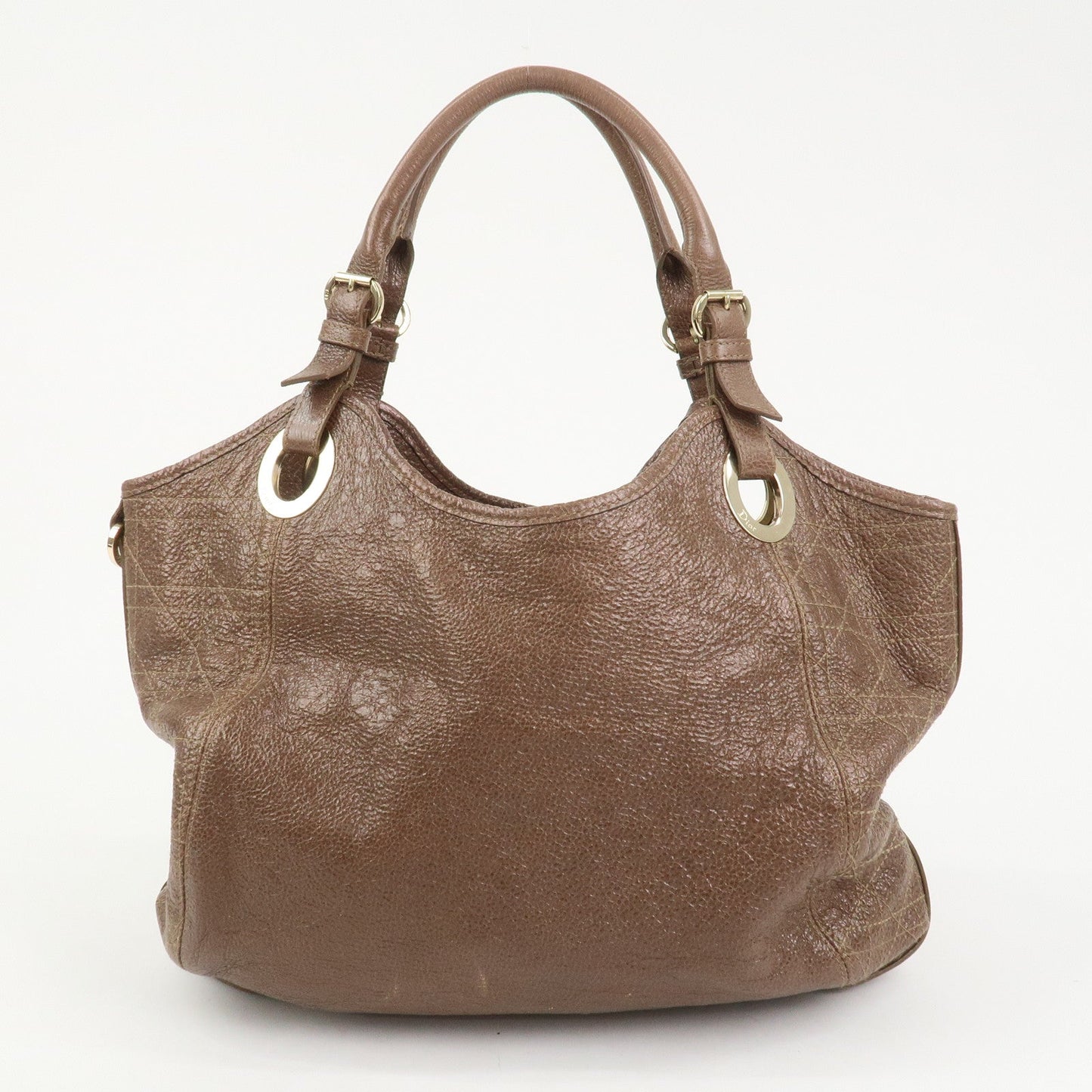Christian Dior Lady Dior Leather Tote Bag Shoulder Bag Brown