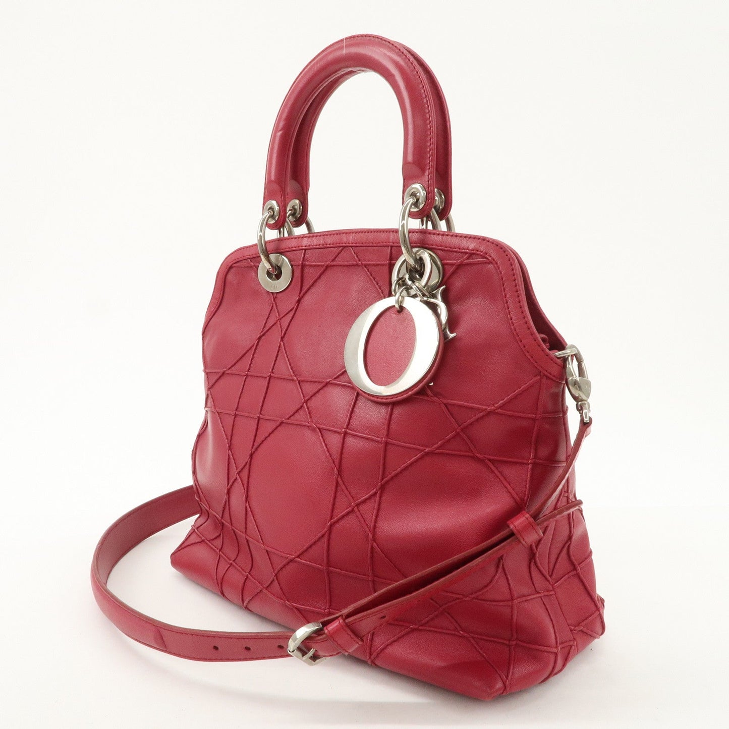 Christian Dior Leather 2Way Bag Hand Bag Shoulder Bag Pink  d
