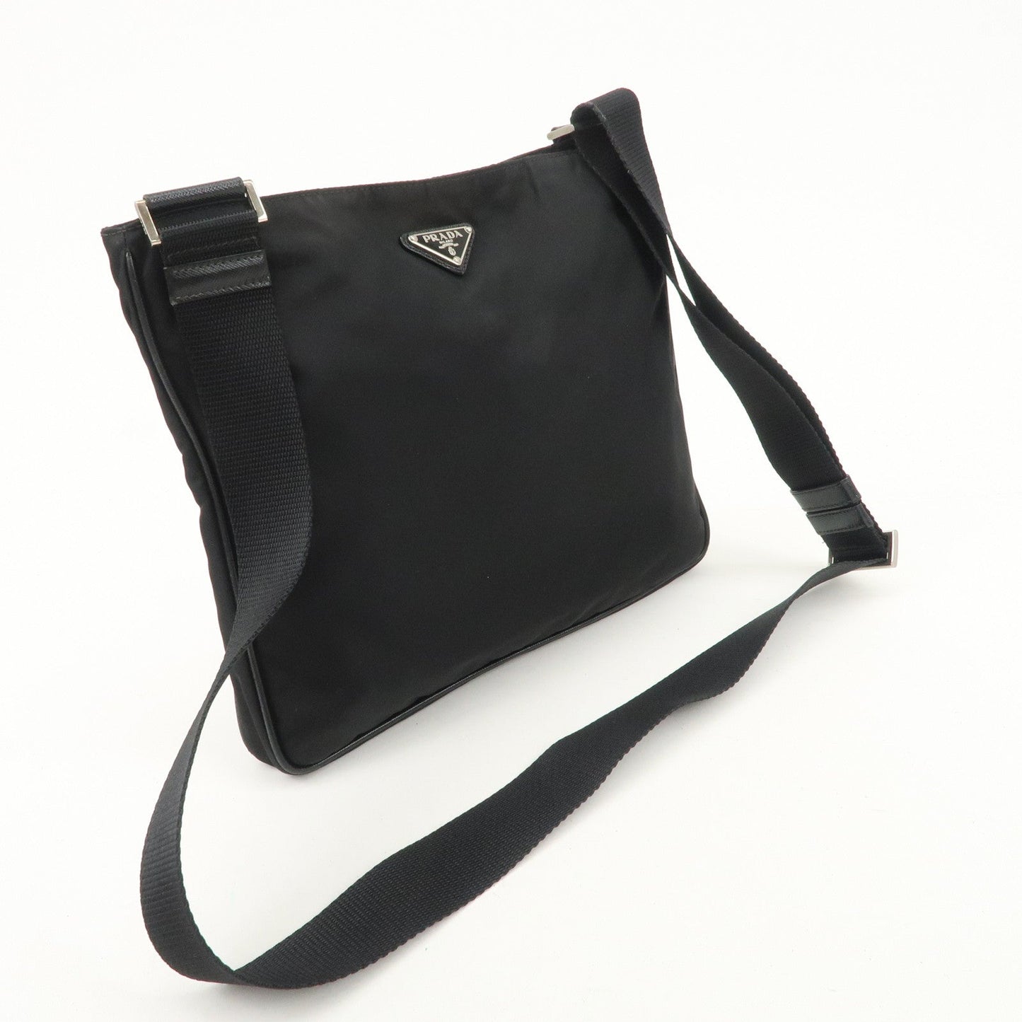 PRADA Triangle Logo Nylon Shoulder Bag Crossbody Bag Black  d