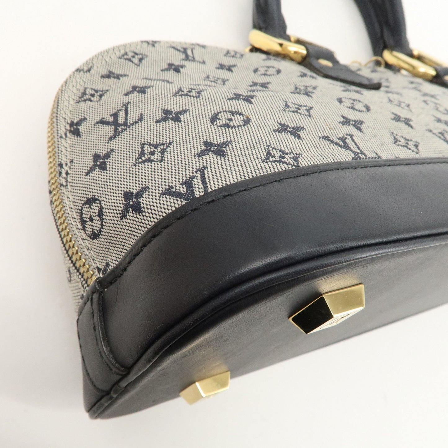 Louis Vuitton Monogram Mini Alma Long Hand Bag Blue M92205