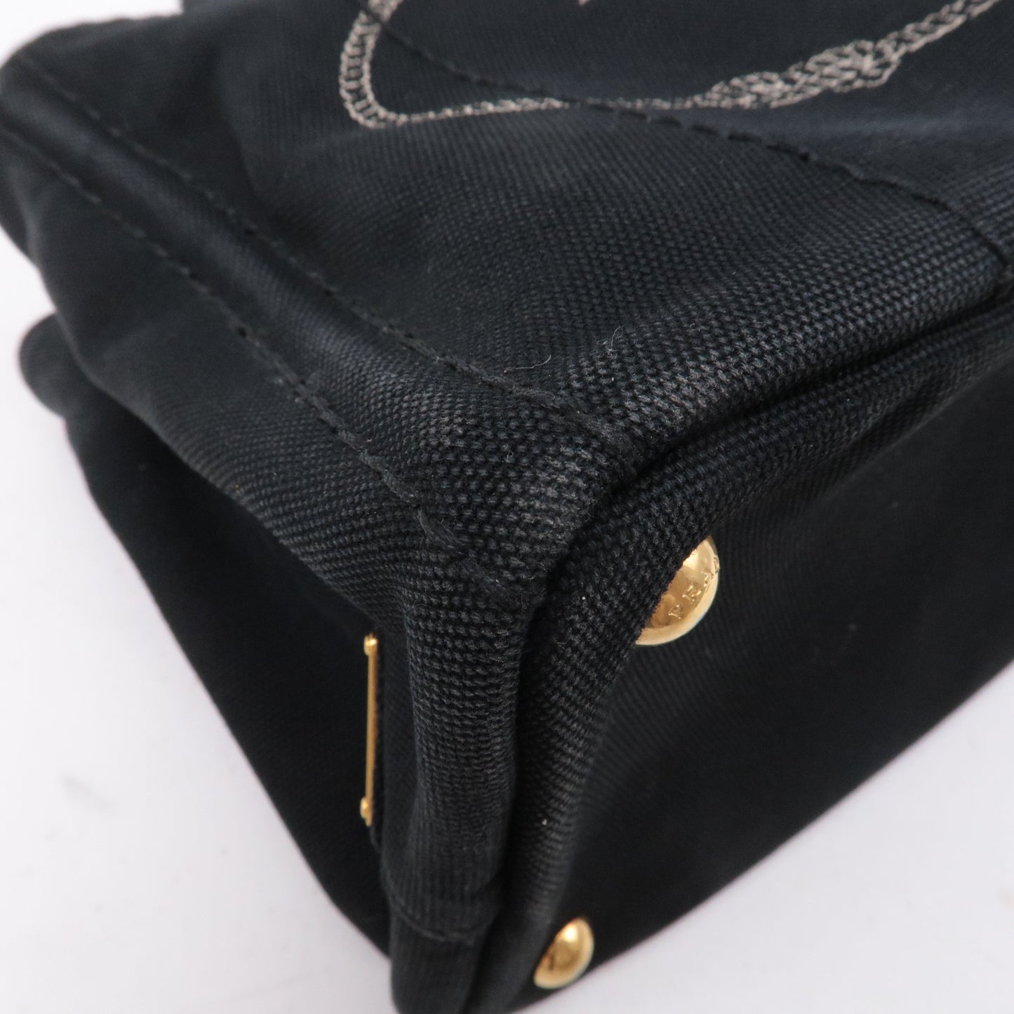 Prada Canapa Mini Canvas Tote Bag Hand Bag Black