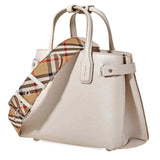 Burberry Small Banner in Leather and   Check- Limestone 4075935