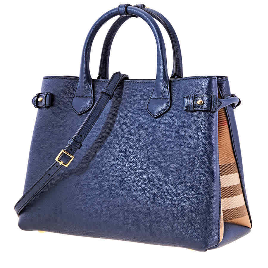 Burberry Medium Banner in Leather and Ho  Check 402369%