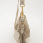 Prada Logo Jacquard Canvas Leather Shoulder Bag Beige Ivory