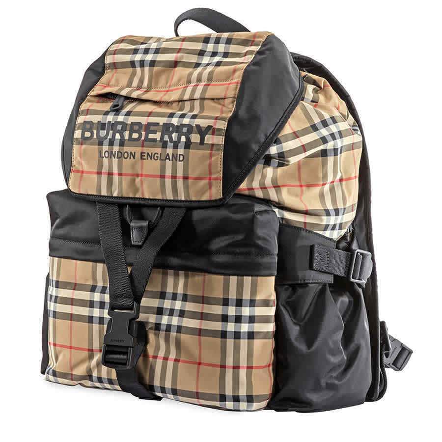 Burberry Logo Print   Check Backpack- Archive Beige 8010372