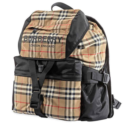 Burberry Logo Print   Check Backpack- Archive Beige 8010372