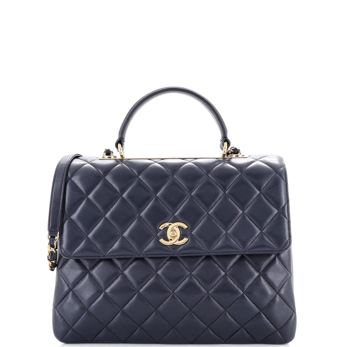 CHANEL Trendy CC Top Handle Bag Quilted Lambskin Large