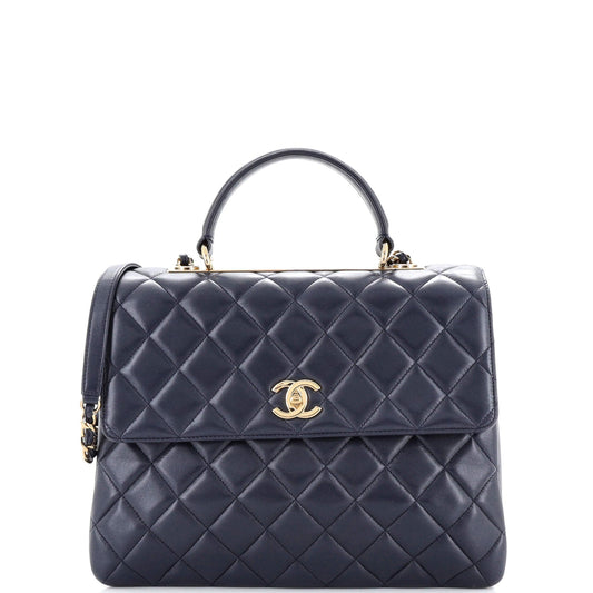 CHANEL Trendy CC Top Handle Bag Quilted Lambskin Large