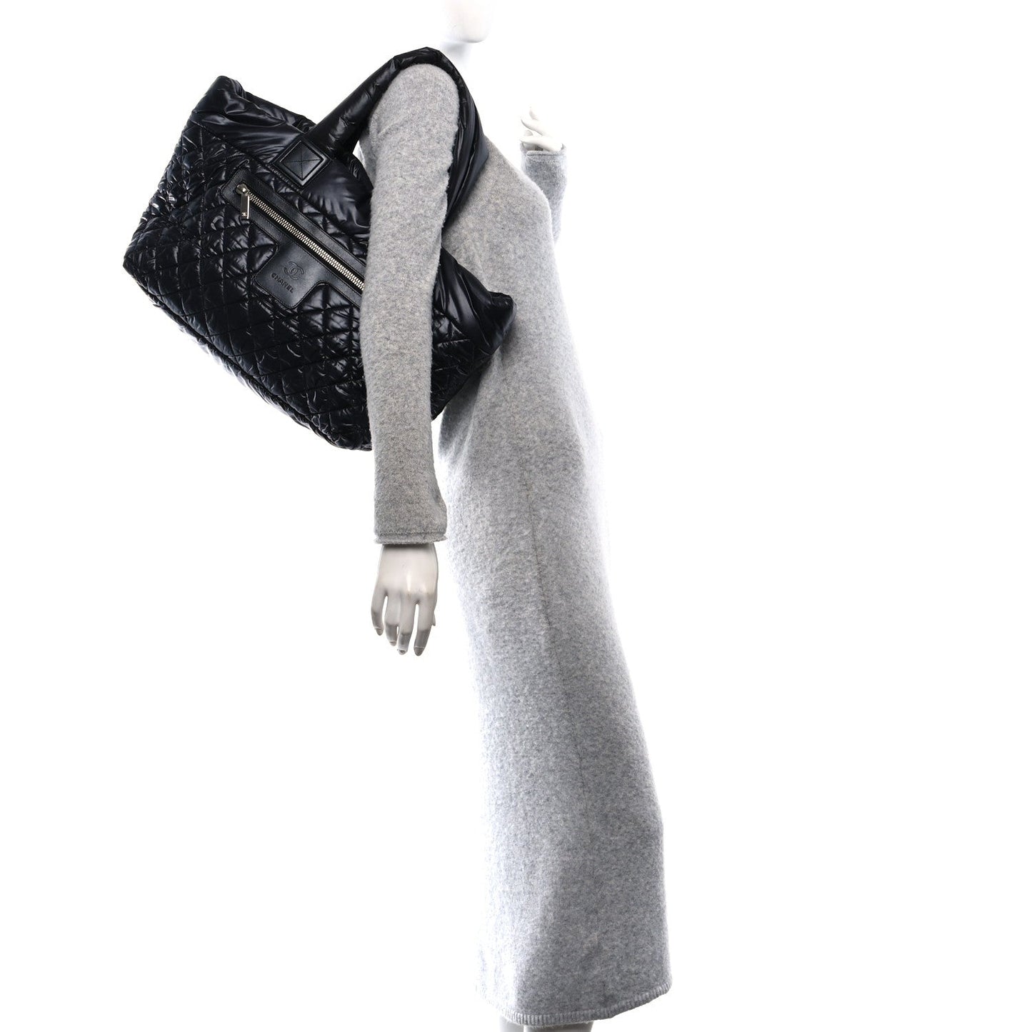 Amelia Nylon Quilted Large Coco Cocoon Tote Black