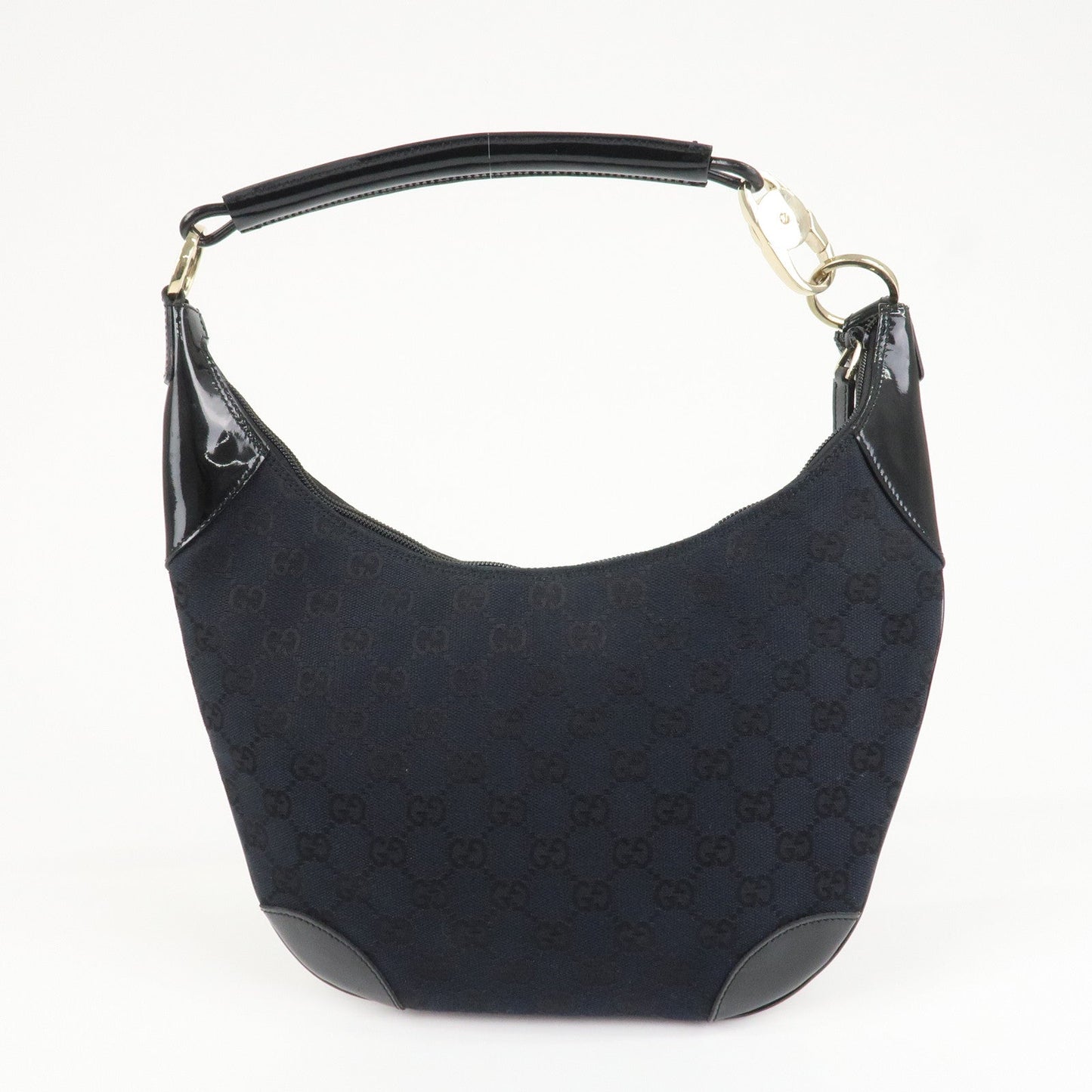 GUCCI GG Canvas Patent Leather Shoulder Bag Black 001.4158  d