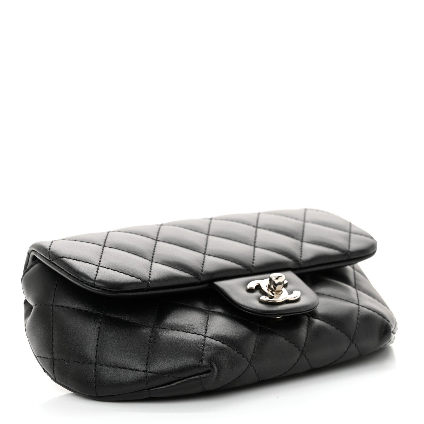 Amelia Calfskin Quilted CC Uniform Flap Belt Bag Black