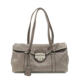 PRADA Triangle Logo Leather Shoulder Bag Gray BR3274