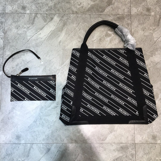 BLN-Ciaga Navy Medium Cabas Tote Bag In Black, For Women,  Bags 14.1in/36cm