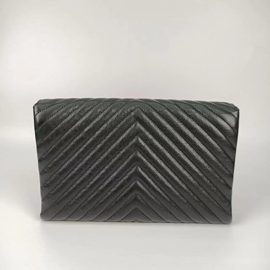 Chanel Chevron Rock The Corner Studded Edge Clutch with Chain