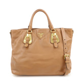 PRADA Calf Leather 2Way Bag Hand Bag Shoulder Bag Brown BN1902