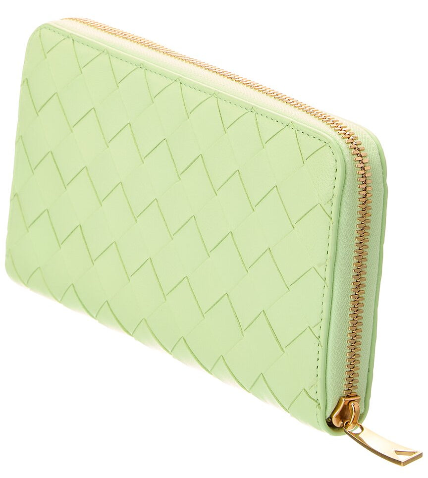 B V  - Intrecciato Leather Zip Around Wallet