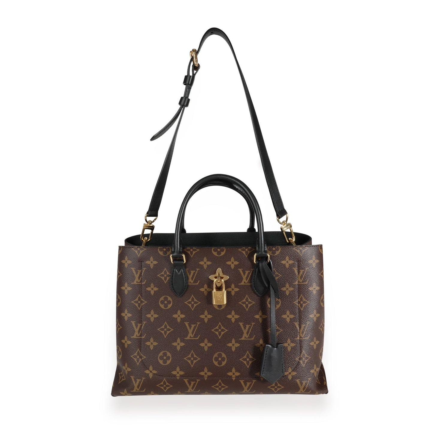 Louis Vuitton Louis Vuitton Monogram Canvas & Black Calfskin Flower Tote