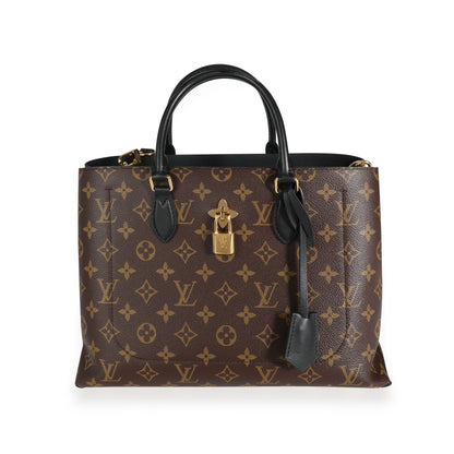 Louis Vuitton Louis Vuitton Monogram Canvas & Black Calfskin Flower Tote