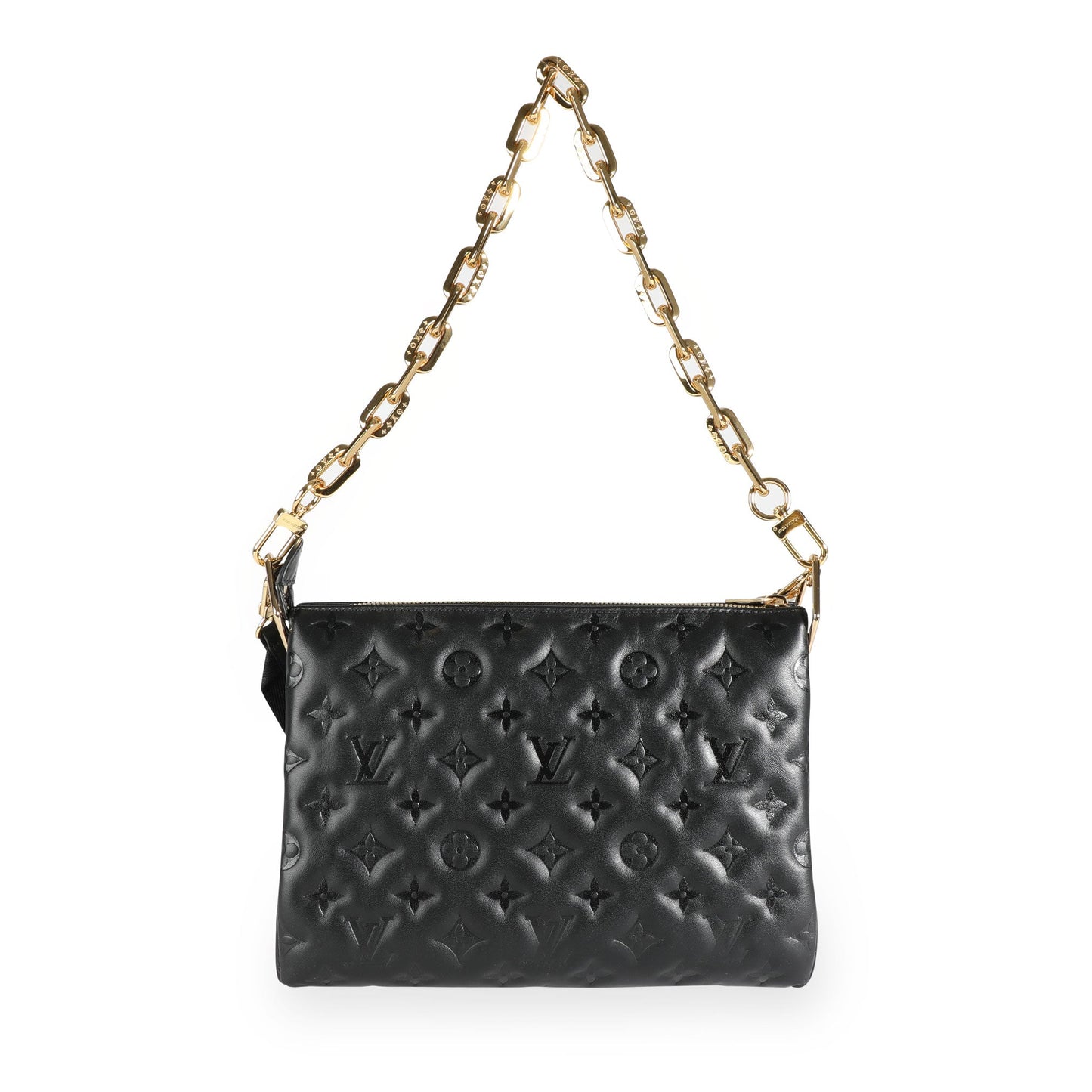 Louis Vuitton Louis Vuitton Black Monogram Embossed Lambskin Coussin PM