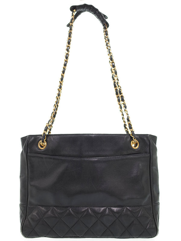 Chanel Matelasse Chain Shoulder Bag Black Leather