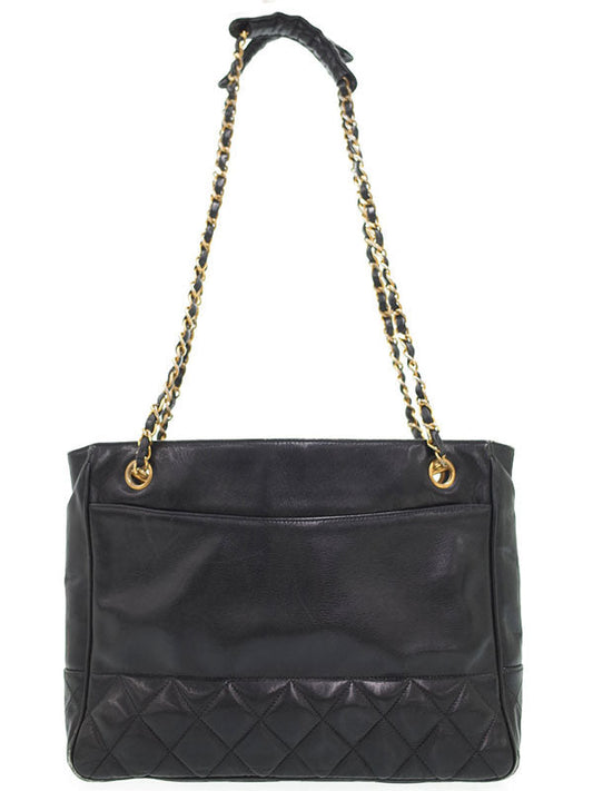 Chanel Matelasse Chain Shoulder Bag Black Leather