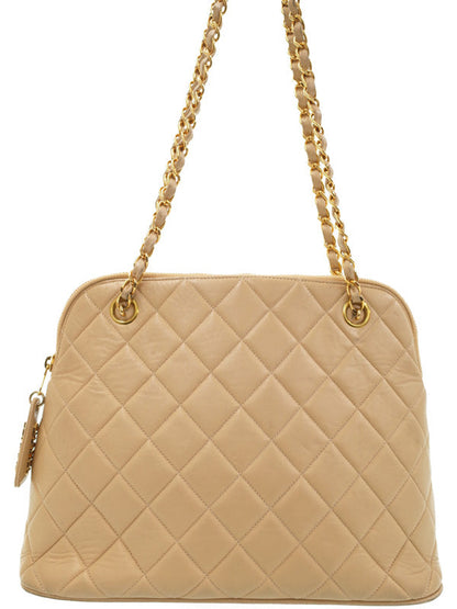 Chanel Matelasse Chain Shoulder Bag Beige Lambskin
