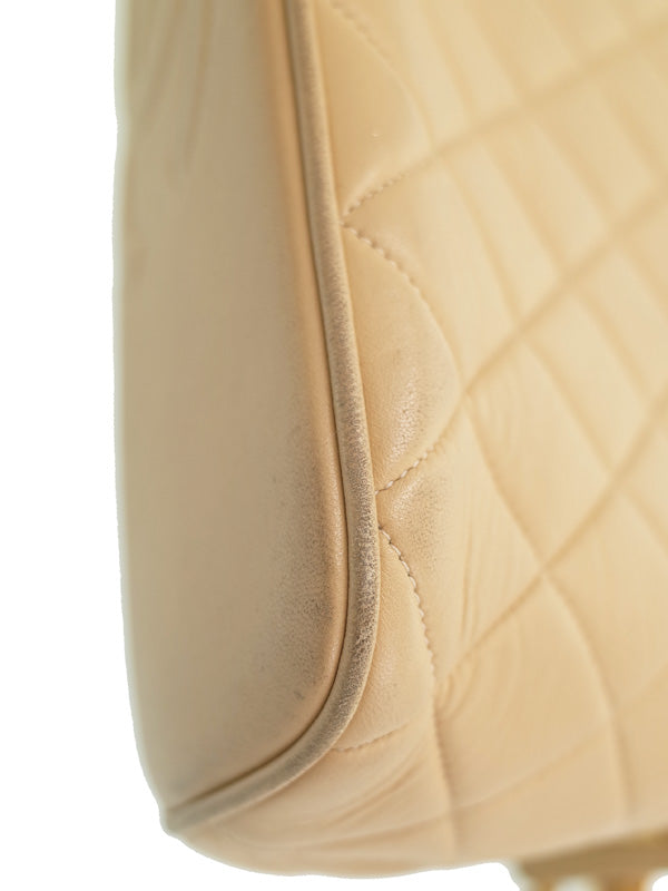 Chanel Matelasse Chain Shoulder Bag Beige Lambskin