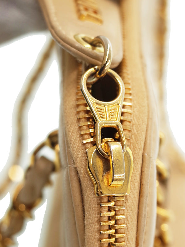 Chanel Matelasse Chain Shoulder Bag Beige Lambskin