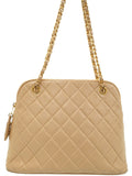 Chanel Matelasse Chain Shoulder Bag Beige Lambskin
