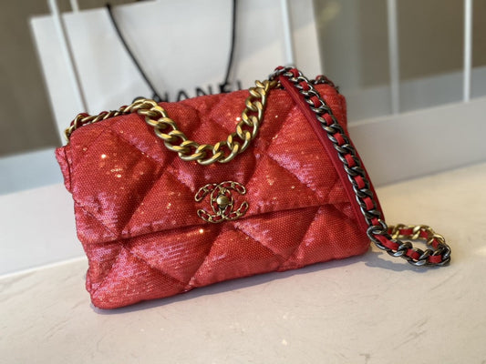 CHL -  19 Flap Bag Gold Hardware Red For Women Handbags, Shoulder Bags 10.2in/26AmeliaAS1160 