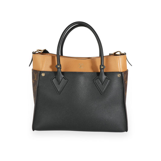Louis Vuitton Louis Vuitton Black & Tan Calfskin And Monogram Canvas On My Side Tote MM