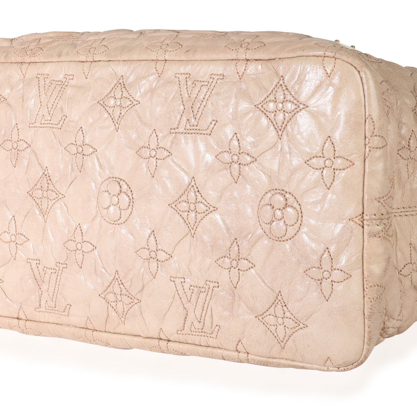 Louis Vuitton Louis Vuitton Ecru Embroidered Monogram Lambskin Olympe Stratus PM