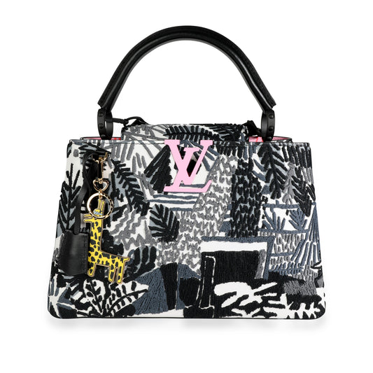 Louis Vuitton Louis Vuitton x Jonas Wood Embroidered White Calf Leather Capucines PM #23/300