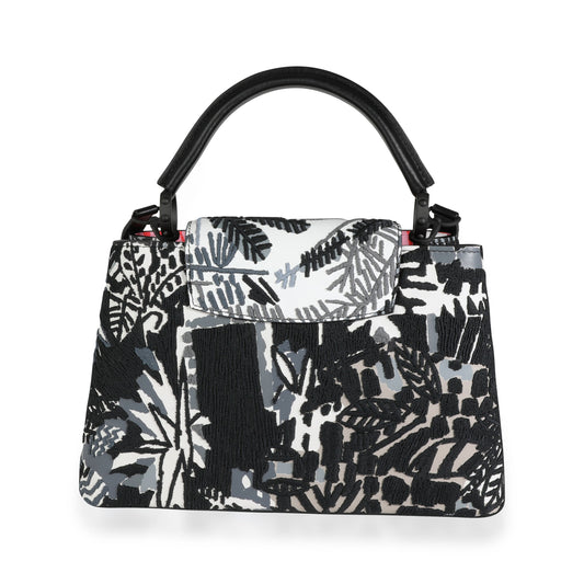 Louis Vuitton Louis Vuitton x Jonas Wood Embroidered White Calf Leather Capucines PM #23/300