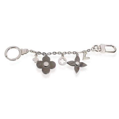 Louis Vuitton Louis Vuitton Crystal Embellished Silver-Tone Flowers Chain Bag Charm/Key Holder