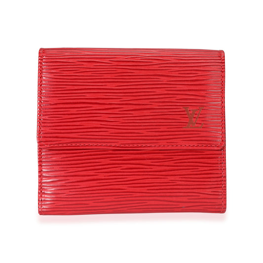 Louis Vuitton Louis Vuitton Rouge Epi Leather Porte-Monnaie Tresor Wallet